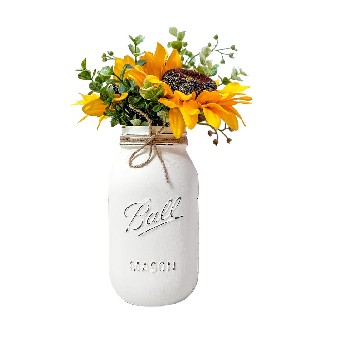 Sunflower Mason Jar Decor, Sunflower Kitchen Decor, Sunflowers Wedding