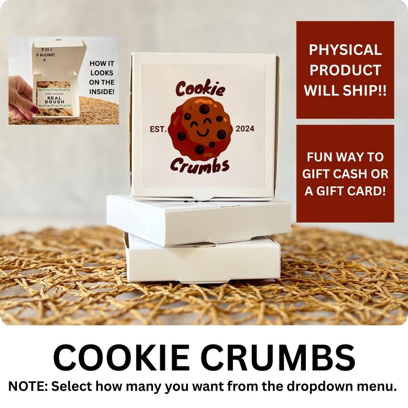 Christmas Cash Gift Card Box, Pizza Gift Card Holder, Physical Product will Ship! Mini Pizza Box Gift Stocking Stuffer, Gift for Pizza Lover COOKIE CRUMBS