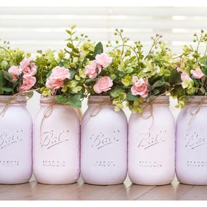 Centerpiece Baby Shower Girl, Baby Shower Centerpieces for a Girl, Purple Pink Mason Jars Decor, 5 Pcs, Rustic Decor for Baby Shower Girl