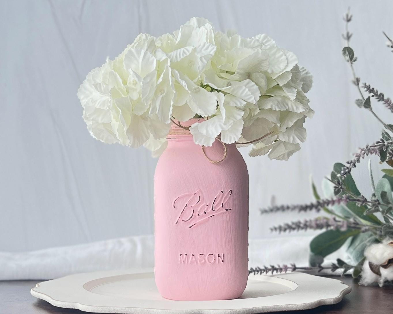 5 centros de mesa para baby shower en tarro de cristal, decoración rústica  para primera comunión de niña. - Etsy México, image size:1363x1090