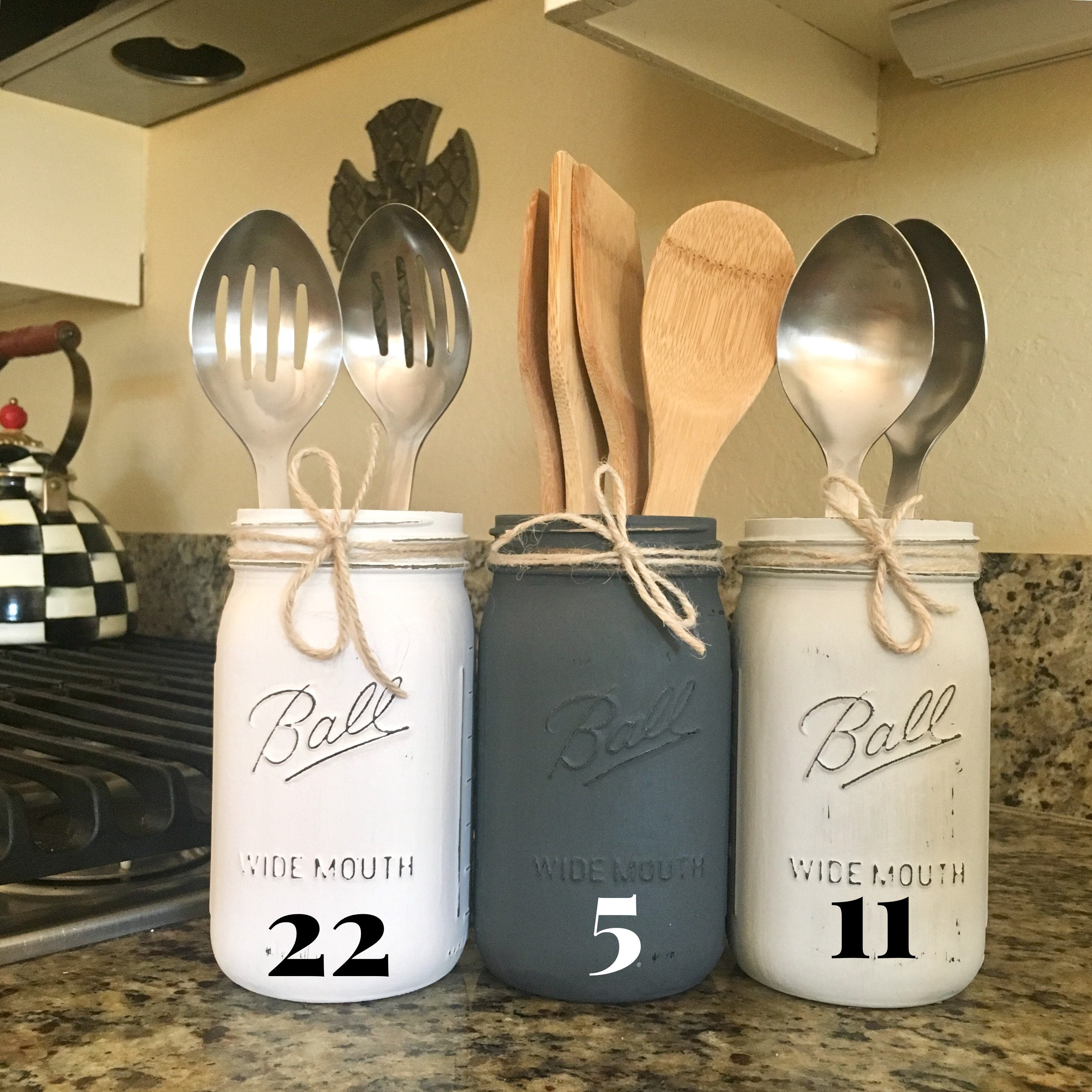 Mason Jar Kitchen Decor Mason Jars Kitchen Set Mason Jar | Etsy