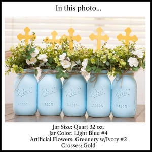 Rustic Mason Jar Centerpieces, Baptism Decorations Girl Baptism Centerpieces for Baptism Decorations for Girls, Baptism Centerpieces Girl image 7