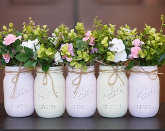 Baby Shower Centerpiece for Table Girl Baby Shower Decorations, Mason Jar Centerpiece Baby Shower Mason Jars for Baby Shower Decor for Table