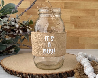 Simple Baby Shower Decor, Burlap Wraps and Twine for Mason Jars, Jars NOT Included, Burlap Baby Shower, Country Baby Shower Decorations Boho