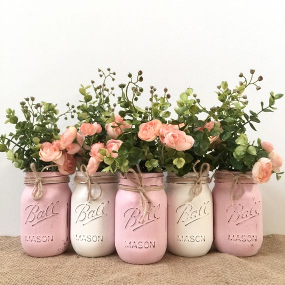 mason jar centerpieces for girl baby shower