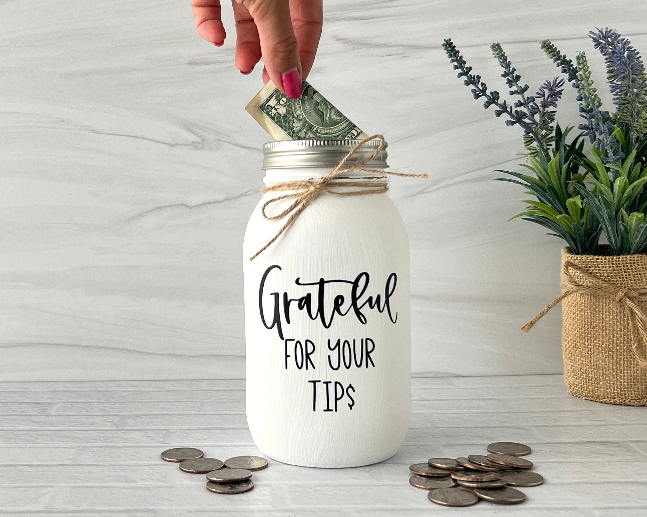 Mason Jar Tip Jar for Money Restaurant, TIPS Jars, Regular Mouth Mason ...