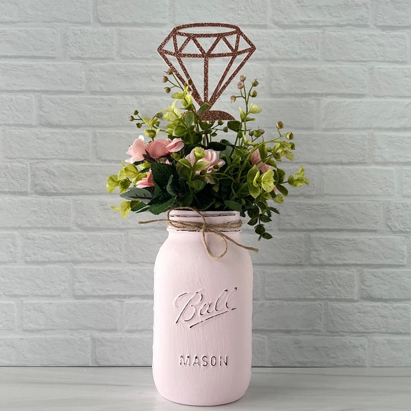 Bridal Shower Centerpieces, Bridal Shower Decorations Boho Rustic Floral, Centerpieces for Wedding, Painted Mason Jars for Bridal Shower