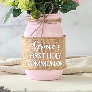 Personalized First Communion Decorations, Personalized Burlap and Twine, Jars NOT Included, Communion Centerpieces for Table, Girls Boys