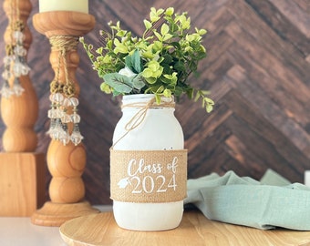 Class of 2024 Graduation Centerpieces for Table, 2024 Grad Decor, Table Decor for Graduation Party, Mason Jar Centerpiece for Graduation