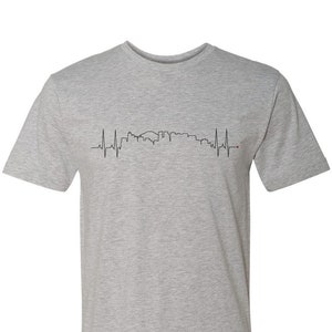 Tokyo Heartbeat Skyline Shirt, White Shirt, Gray Shirt, Wanderer, Heart line, Love, Travel, Skyline, Cities, Adventure, EKG, Plus Size