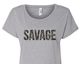 Camo Savage Shirt - Savage, Plus Size, Camo Shirt, Gift for Teenager, Gift for her, Best friend Gift, Sassy Shirt, Sassy Saying, Camouflage