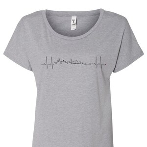 Sydney Heartbeat Skyline Shirt - White Shirt, Gray Shirt, Wanderer, Heart line, Love, Travel, Skyline, Cities, Adventure, EKG, Plus Size