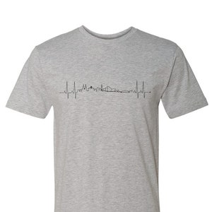 Sydney Heartbeat Skyline Shirt, White Shirt, Gray Shirt, Wanderer, Heart line, Love, Travel, Skyline, Cities, Adventure, EKG, Plus Size image 1