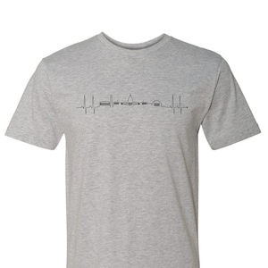Washington DC Heartbeat Skyline Shirt, White & Gray Shirt, Wanderer, Heart line, Love, Travel, Skyline, Cities, Adventure, EKG, Plus Size
