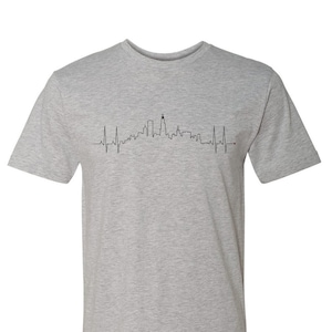 Chicago Heartbeat Skyline Shirt, White Shirt, Gray Shirt, Wanderer, Heart line, Love, Travel, Skyline, Cities, Adventure, EKG, Plus Size