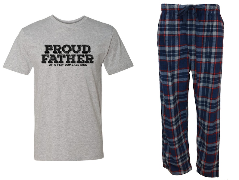 Proud Father Navy Pajama Set Fleece PJ Set, Dad Pajama, Funny Gift