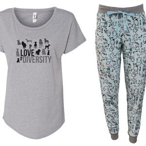 Love Diversity - Dogs Pajama Jogger Set - Dog Pajama with Pockets, Fleece Pajama, Dog Lover, Pajama Set, Dog PJs, Dog Mom, Gift, Dog Parent