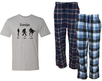 Grandpa; Man, Myth, Legend Navy Pajama Set -  Fleece PJ Set, Dad Pajama, Funny gift, Father's Day, Gift for Dad, Mens Pajama Set, Plus Size