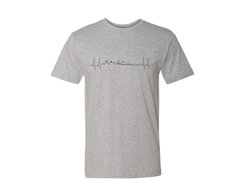 Sydney Heartbeat Skyline Shirt, White Shirt, Gray Shirt, Wanderer, Heart line, Love, Travel, Skyline, Cities, Adventure, EKG, Plus Size image 1