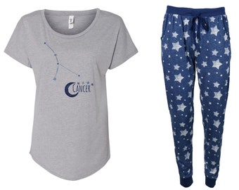Cancer Constellation Jogger Pajama Short Set - Cancer, Star Sign, Moon, Astrology, Celestial, Stars, Birth Chart, Zodiac Sign, PJ Set, Sleep