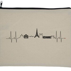 Pairs Heartbeat Skyline Makeup Bag - Wanderer, Heart line, Love, Travel, Skyline, Cities, Adventure, EKG, World Traveler, Wanderlust
