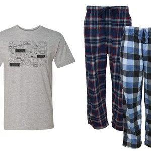 Video Game Controller Navy Plaid Pajama Set - Fleece PJ, gift for Him, Gamer, Video Game, Sunday Funday, Boyfriend, Son, Plus Size