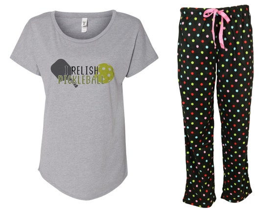 I Relish Pickleball Pajama Set Pickleball Player Gift, Polkadot Pajama,  Gift for Grandma, Retired, Snowbird Gift, Pickleballer, Sporty 
