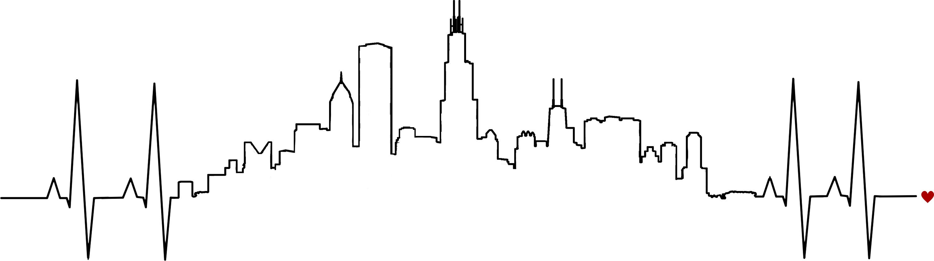 Chicago Heartbeat Skyline Shirt White Shirt Gray Shirt - Etsy