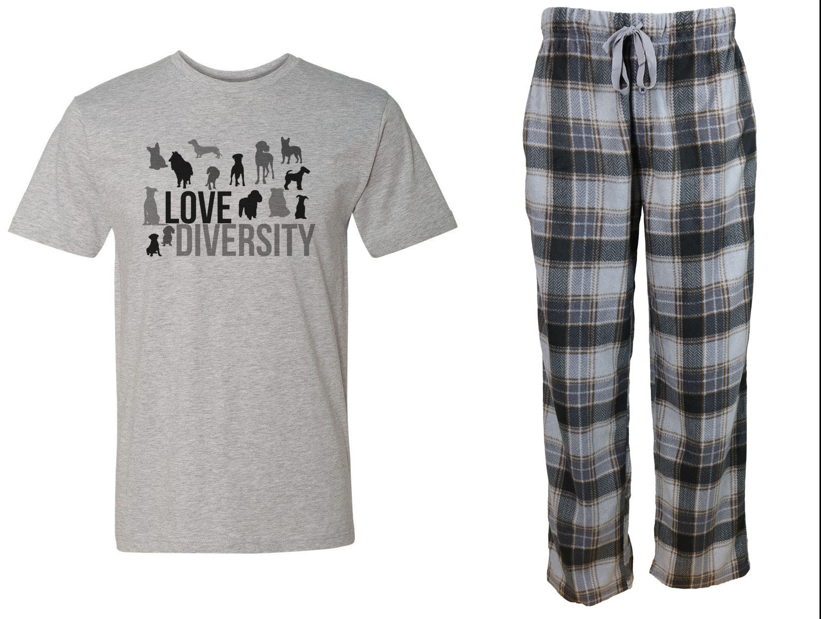 Love Diversity Dogs Mens Grey Pajama Set Fleece Pajamas - Etsy