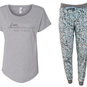 Dogs are a Girl&#39;s Best friend Pajama Jogger Set -Dog Pajama with Pockets, Fleece Pajama, Dog Lover, Pajama Set, Dog PJs, Dog Mom, Gift