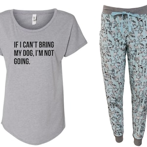If I can&#39;t bring my Dog, I&#39;m not going Pajama Jogger Set -Dog Pajama with Pockets, Fleece Pajama, Dog Lover, Pajama Set, PJs, Dog Mom, Gift