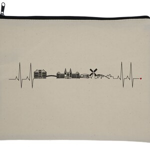 Amsterdam Heartbeat Skyline Makeup Bag - Wanderer, Heart line, Love, Travel, Skyline, Cities, Adventure, EKG, World Traveler, Wanderlust