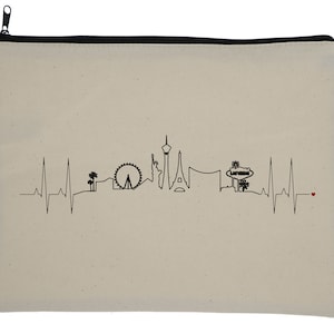 Las Vegas Heartbeat Skyline Makeup Bag - Wanderer, Heart line, Love, Travel, Skyline, Cities, Adventure, EKG, World Traveler, Wanderlust
