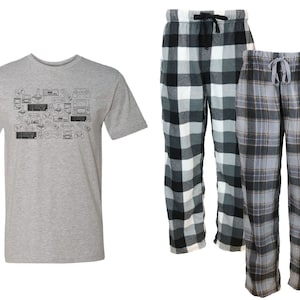 Video Game Controller Repeat Grey Plaid Pajama Set - Fleece PJ, gift for Him, Gamer, Video Game, Sunday Funday, Boyfriend, Son, Plus Size