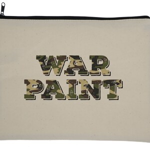 Camo War Paint  Makeup bag - Canvas Zipper Top Bag, Large Makeup Bag, Printed Makeup Bag, War Paint, Makeup, Travel Bag, Gift for Her, Vet