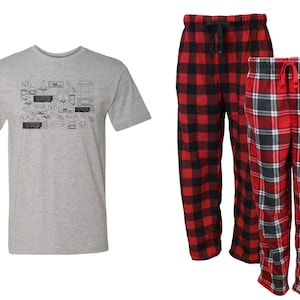 Video Game Controller Repeat Red Plaid Pajama Set - Fleece PJ Set, gift for Him, Gamer, Video Game, Sunday Funday, Boyfriend, Son, Plus Size