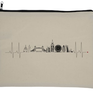 London Heartbeat Skyline Makeup Bag - Wanderer, Heart line, Love, Travel, Skyline, Cities, Adventure, EKG, World Traveler, Wanderlust