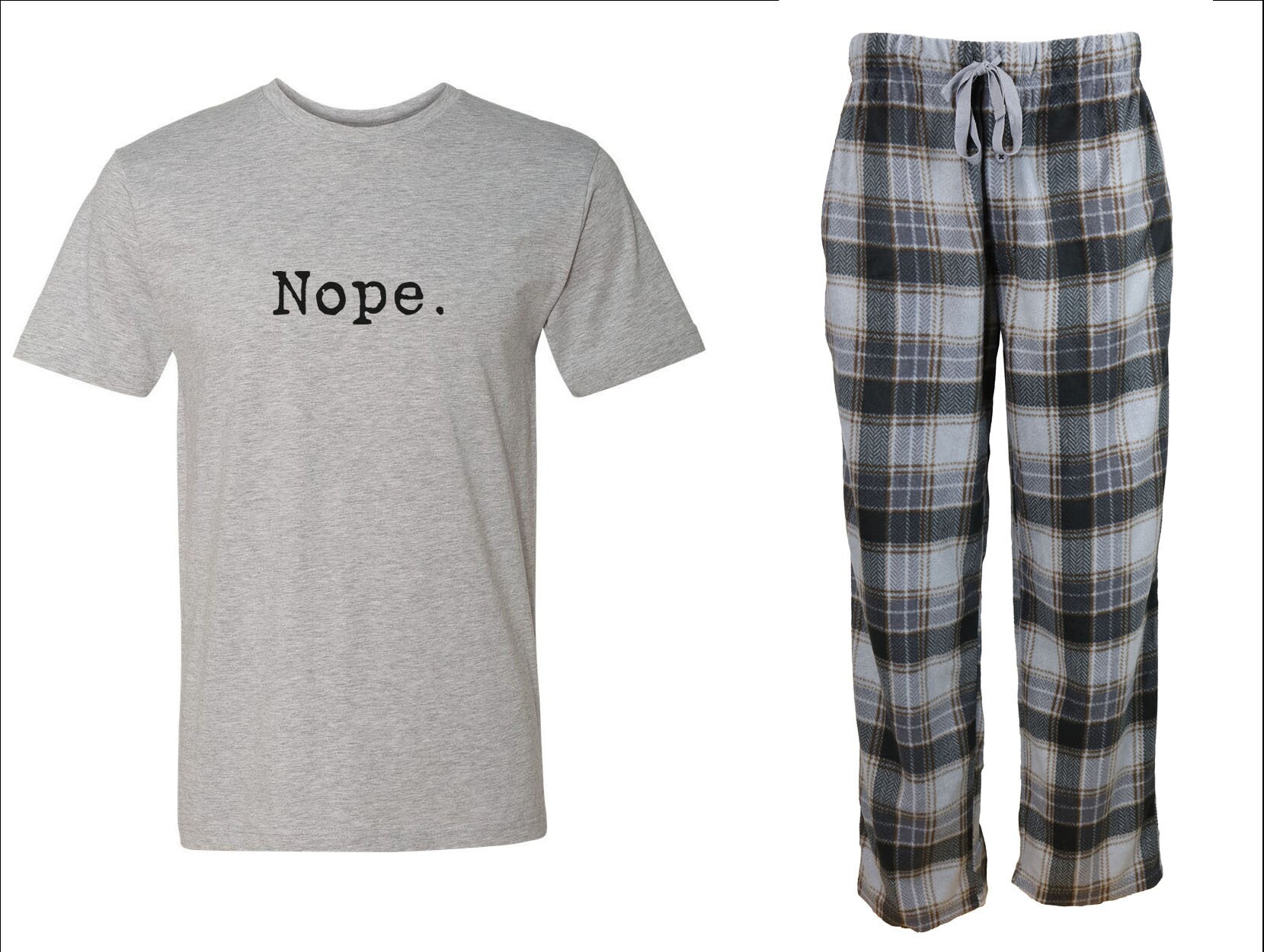 Meh Mens Grey Plaid Pajama Set Fleece Pajama Set, Pjs, Mens Pjs, Plaid  Pajamas, Gift for Him, Dad, Teen, College, Sarcasm, Plus Size 