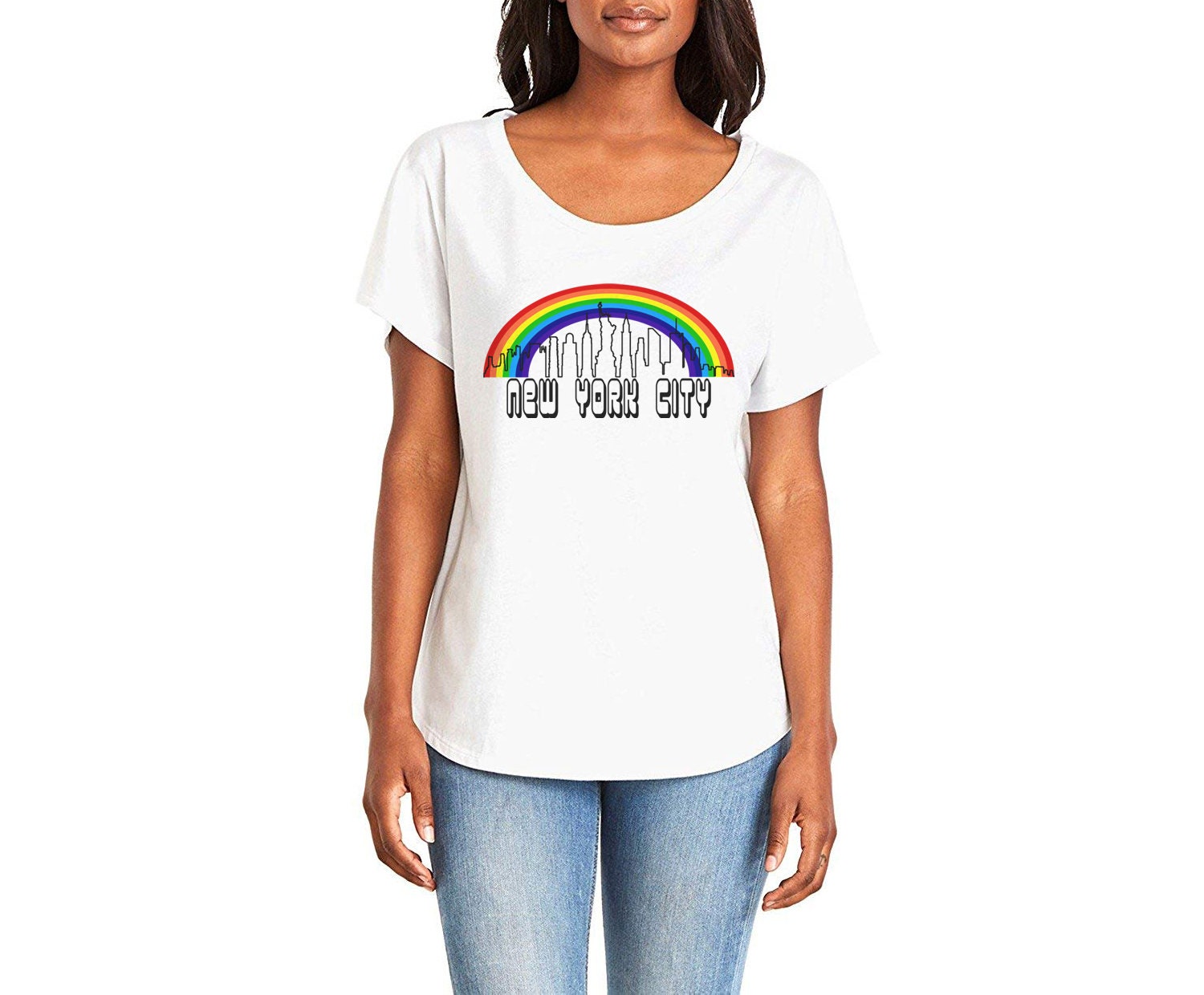 New York Rainbow Skyline Shirt, White & Gray Shirt, Rainbow, LGBTQ ...