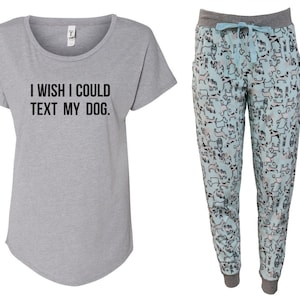 I wish I could text my Dog Pajama Jogger Set - Dog Pajama with Pockets, Fleece Pajama, Dog Lover, Pajama Set, Dog PJs, Dog Mom, Gift, Parent