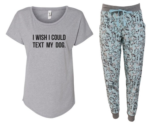 I Wish I Could Text My Dog Pajama Jogger Set Dog Pajama With Pockets,  Fleece Pajama, Dog Lover, Pajama Set, Dog Pjs, Dog Mom, Gift, Parent 