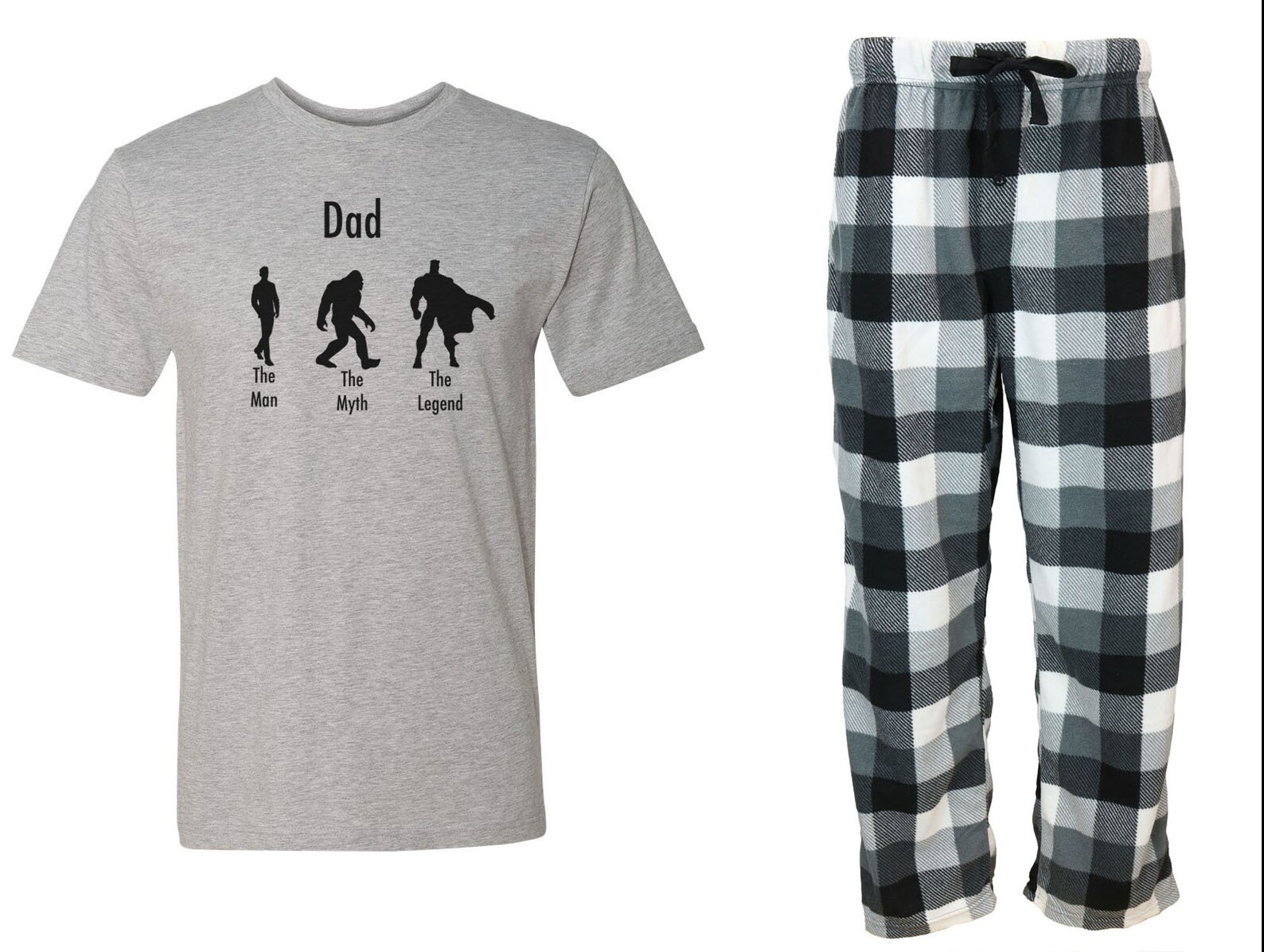 Dad Man, Myth, Legend Grey Pajama Set Fleece PJ Set, Dad Pajama, Funny