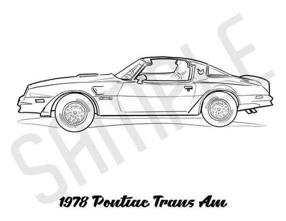 1978 PONTIAC TRANS AM Adult Coloring Page, Printable Coloring