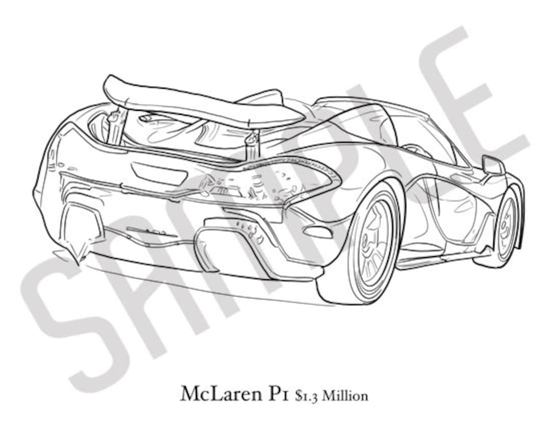 MCLAREN P1 Adult Coloring Book, Printable Coloring Pages, Coloring Book ...