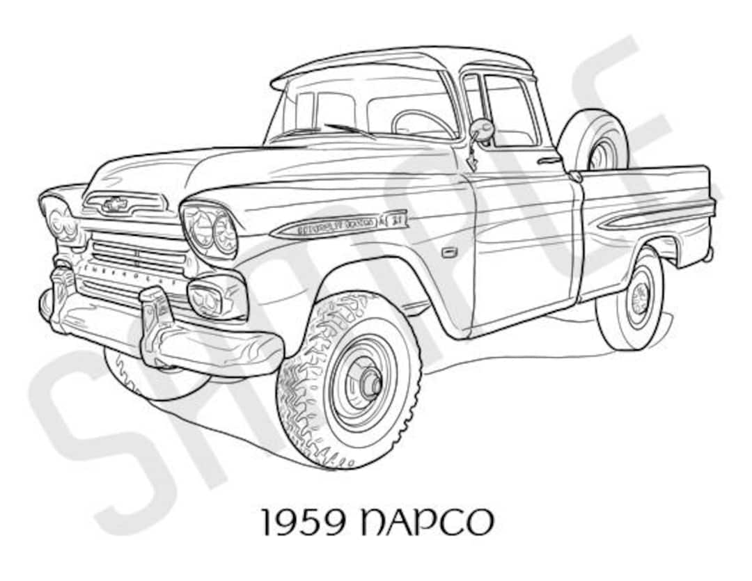 1959 NAPCO Pickup Truck Adult Coloring Page, Printable Coloring Pages,  Coloring Page Adults, Digital Instant Download 2 Pages - Etsy, image size:1080x835