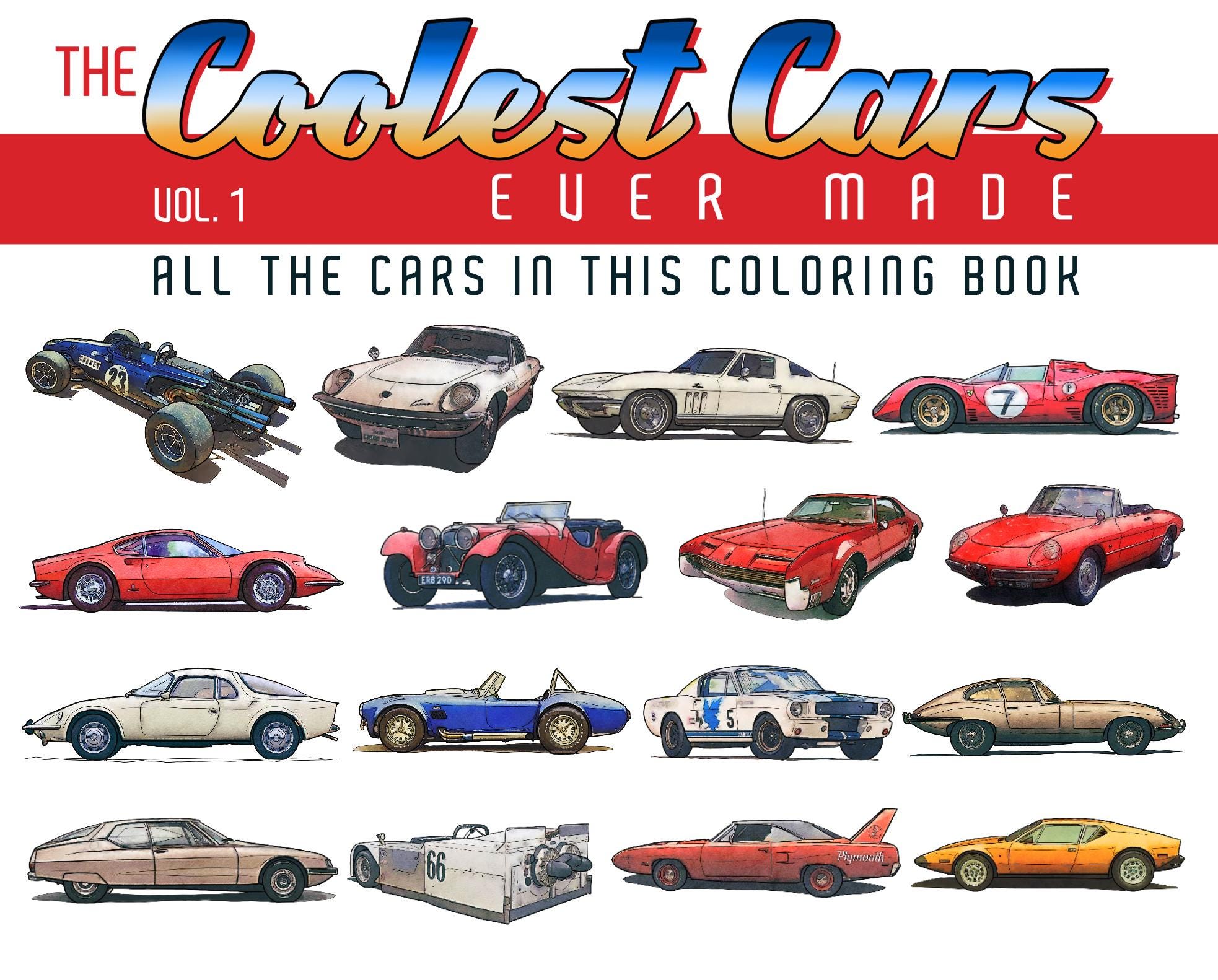 Stars & Cars 写真集 1963 CHEVROLET CORVETTE STINGRAY Adult Coloring Page, Printable