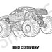 BAD COMPANY Monster Truck Adult Coloring Book, Printable Coloring Pages ...