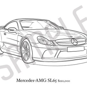 MERCEDES-AMG SL65 Adult Coloring Book, Printable Coloring Pages, Coloring Book Adults, Digital Instant Download 1 page