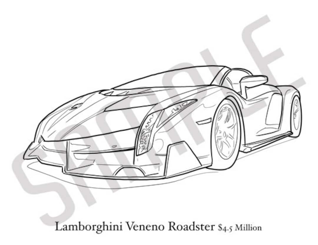LAMBORGHINI VENENO ROADSTER Adult Coloring Book, Printable Coloring ...