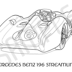 MERCEDES BENZ STREAMLINER Swoopy Car Adult Coloring Page, Printable Coloring Pages, Coloring Page Adults, Digital Instant Download 2 pages